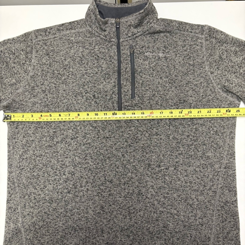 Eddie Bauer Men’s Large Quarter Zip Pullover Grey Fleece Sweater Jacket Coat Mid - Picture 7 of 9